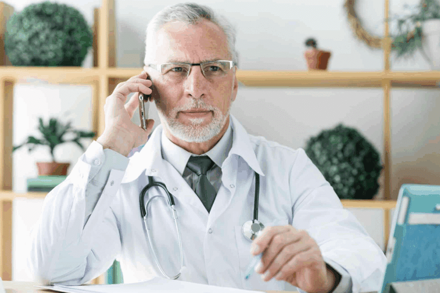 docteur au téléphone